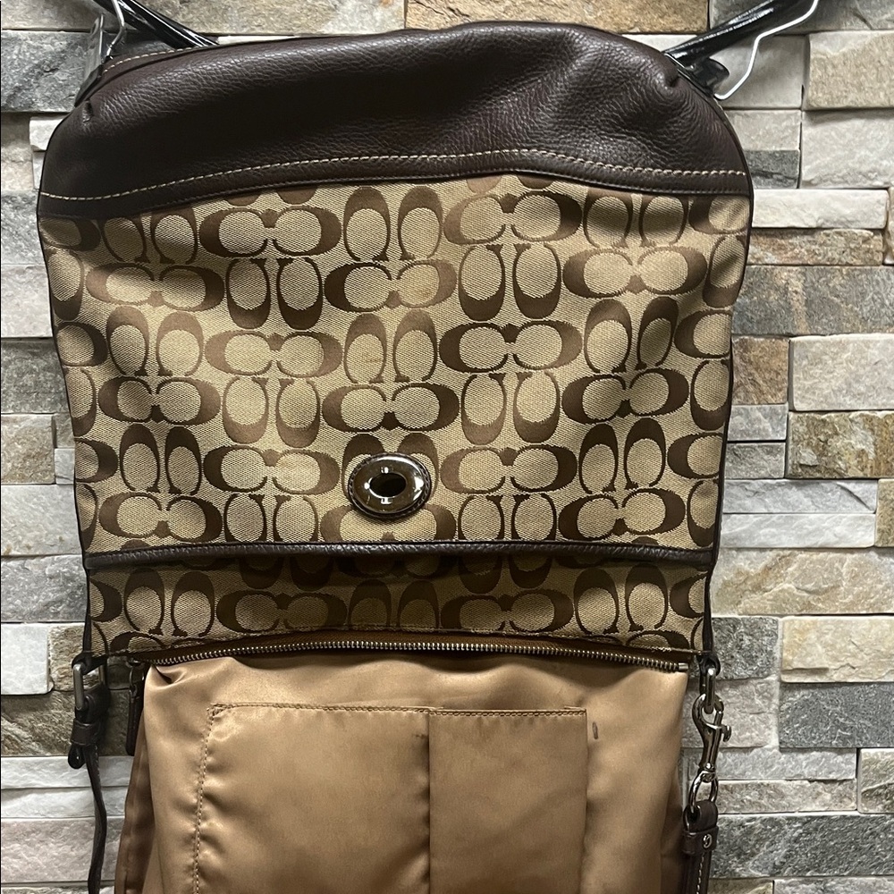 Coach Brown and Tan Signature Shoulder Bag - Picture 13 of 16